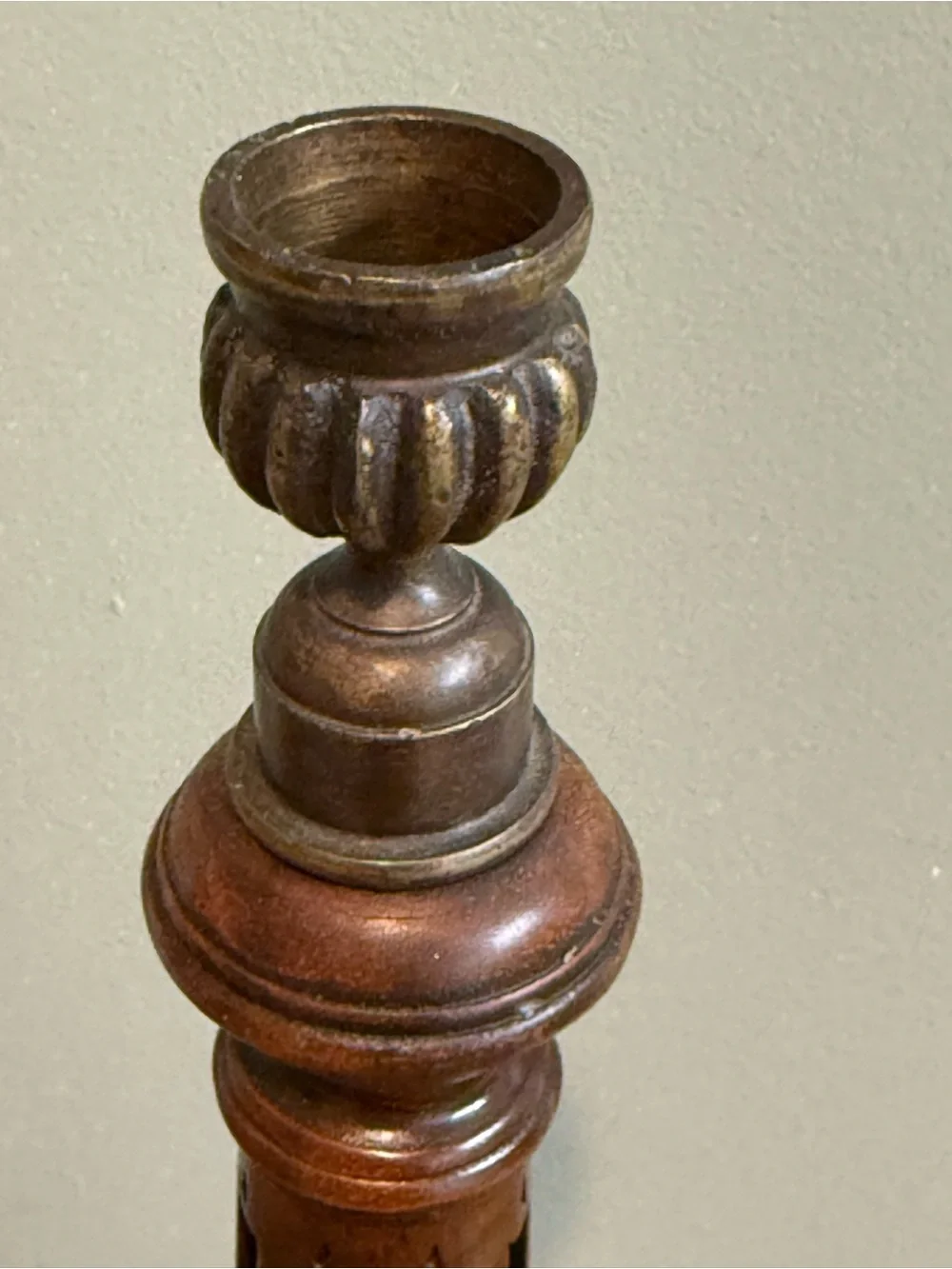 Vintage Theodore Alexander Signed Numbered Candlestick Walnut Bronze